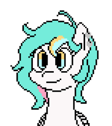 Size: 450x510 | Tagged: safe, artist:nukepony360, imported from derpibooru, oc, oc only, oc:palm dreams, pegasus, pony, artfight, bust, digital art, ear piercing, female, folded wings, mare, piercing, pixel art, portrait, simple background, solo, transparent background, wings