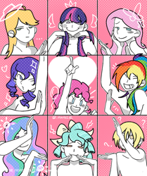 Size: 750x895 | Tagged: safe, artist:xiaotanhuan, imported from derpibooru, applejack, fluttershy, pinkie pie, rainbow dash, rarity, twilight sparkle, equestria girls, mane six, solo