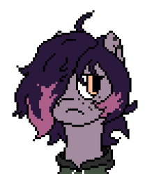 Size: 450x510 | Tagged: safe, artist:nukepony360, imported from derpibooru, oc, oc only, oc:ravenhart, earth pony, artfight, bust, clothes, digital art, ear piercing, female, hoodie, mare, piercing, pixel art, portrait, simple background, solo, transparent background, unkempt mane