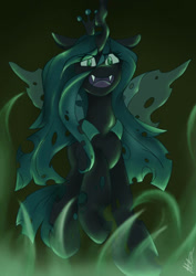 Size: 540x764 | Tagged: safe, artist:lucajcart, imported from derpibooru, queen chrysalis, changeling, simple background, solo