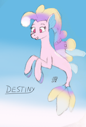 Size: 2484x3624 | Tagged: safe, artist:adamv20, imported from derpibooru, seapony (g4), spoiler:g5, spoiler:my little pony: tell your tale, spoiler:tyts02e00, bioluminescent, blue background, blushing, crepuscular rays, cute, destiny (g5), digital art, dorsal fin, eyelashes, female, fin, fin ears, fin wings, fins, fish tail, floppy ears, flowing mane, flowing tail, g5, happy, looking at you, my little pony: tell your tale, ocean, pink eyes, scales, sea pony (g5), simple background, smiling, smiling at you, solo, sunlight, swimming, tail, the blockywockys, underwater, unitober 2024, water, wings
