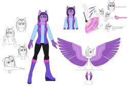 Size: 3135x2131 | Tagged: safe, artist:star153, imported from derpibooru, twilight sparkle, alicorn, anthro, pony, blast, book, boots, clothes, daggers, fingers, force field, hand, light blue, mace, magic, pants, purple, redesign, shirt, shoes, solo, something in the description, telekinesis, twilight sparkle (alicorn), vest, weapon, wings