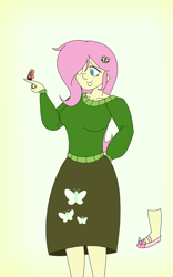 Size: 1200x1920 | Tagged: safe, imported from derpibooru, fluttershy, butterfly, human, equestria girls, cute, female, humanized, shyabetes