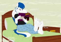 Size: 2900x2000 | Tagged: safe, artist:naret_web, imported from derpibooru, oc, oc only, oc:striker blue, anthro, pegasus, plantigrade anthro, bed, bedroom, book, cellphone, feet, fetish, foot fetish, foot focus, phone, reading, smartphone