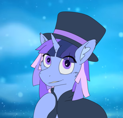 Size: 2037x1959 | Tagged: safe, artist:al solae, imported from derpibooru, oc, oc only, oc:flawless sparklemoon, unicorn, cape, clothes, fusion, fusion:trixie, fusion:twilight sparkle, fusion:twixie, hat, horn, my little pony the movie: the death of twilight sparkle, solo, top hat