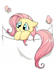 Size: 1239x1654 | Tagged: safe, artist:yukandasama, imported from derpibooru, fluttershy, butterfly, pony, cute, female, mare, pocket, pocket pony, shyabetes, solo, tiny, tiny ponies