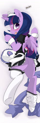 Size: 1414x4243 | Tagged: safe, artist:yukandasama, imported from derpibooru, twilight sparkle, alicorn, pony, adorasexy, blushing, body pillow, body pillow design, butt, clothes, cute, female, from behind, jewelry, looking at you, looking back, maid, maidlight sparkle, mare, open mouth, plot, raised tail, sexy, skirt, small wings, socks, solo, tail, tail upskirt, thigh highs, tiara, twilight sparkle (alicorn), underhoof, undressing, upskirt, watermark, wings