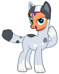 Size: 660x823 | Tagged: safe, artist:shieldwingarmorofgod, imported from derpibooru, sunny starscout, earth pony, auntie trixie, bluey, dog costume, female, g5, g5 to g4, generation leap, mane stripe sunny, simple background, solo, transparent background, trixie heeler