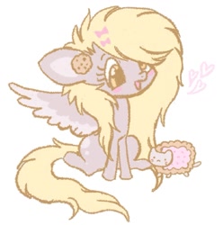 Size: 1117x1125 | Tagged: safe, artist:sweetpinkheart0, imported from derpibooru, derpy hooves, pegasus, pony, cute, derpabetes, nyan cat, scene hair, simple background, sitting, white background