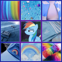 Size: 1280x1280 | Tagged: safe, artist:pixiecutz, imported from derpibooru, rainbow dash, pegasus, headphones, moodboard, multicolored hair, rainbow, rainbow hair