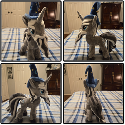 Size: 1628x1628 | Tagged: safe, artist:manehattanplushies, imported from derpibooru, star swirl the bearded, original species, plush pony, unicorn, beard, bell, facial hair, hat, hooves, horn, male, moustache, photo, plushie, stallion, wizard, wizard hat