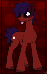 Size: 2074x3288 | Tagged: safe, artist:monycaalot, imported from derpibooru, oc, oc only, oc:mony caalot, earth pony, pony, :p, cheek fluff, chest fluff, cute, ear fluff, earth pony oc, eye clipping through hair, eyelashes, female, gradient background, leg fluff, mare, short hair, slender, standing, thin, tongue out, turned head