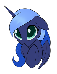 Size: 1087x1410 | Tagged: safe, artist:dusthiel, imported from derpibooru, princess luna, alicorn, pony, blushing, bust, floppy ears, portrait, s1 luna, simple background, solo, transparent background