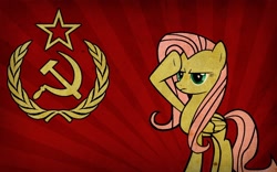 Size: 2560x1600 | Tagged: safe, imported from derpibooru, fluttershy, pegasus, pony, communism, female, high res, poster, socialism, solo, soviet