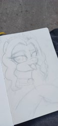 Size: 1844x4000 | Tagged: safe, artist:chakiz zukulenz, imported from derpibooru, adagio dazzle, earth pony, pony, siren, beautiful, beautisexy, drawing, fangs, looking at you, pencil drawing, photo, rainbow rocks 10th anniversary, seductive, seductive look, solo, tongue out, traditional art