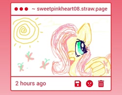 Size: 867x675 | Tagged: safe, artist:sweetpinkheart0, imported from derpibooru, fluttershy, pegasus, pony, cute, female, mare, shyabetes, solo, strawpage, sun