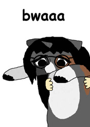 Size: 395x554 | Tagged: safe, artist:arandomlonelydude, imported from derpibooru, oc, oc only, pony, unicorn, bocchi the rock!, bwaaa, glasses, horn, meme, ms paint