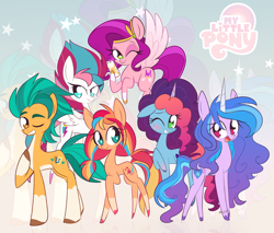 Size: 4816x4104 | Tagged: safe, artist:luckyclau, imported from derpibooru, hitch trailblazer, izzy moonbow, pipp petals, sunny starscout, zipp storm, earth pony, pegasus, pony, unicorn, applejack (g5), fluttershy (g5), g5, horn, mane five, mane six (g5), misty brightdawn, pinkie pie (g5), rainbow dash (g5), rarity (g5), rebirth misty, twilight sparkle (g5)