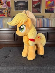 Size: 4284x5712 | Tagged: safe, artist:lumithekirin, imported from derpibooru, applejack, earth pony, determined, female, glitter, hat, mare, photo, plushie, solo, standing