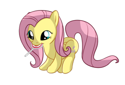 Size: 1500x1015 | Tagged: safe, imported from derpibooru, fluttershy, pony, cutie mark, female, food, full body, mare, simple background