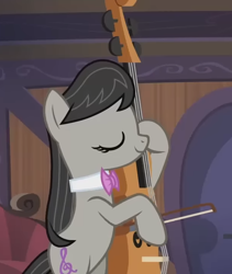 Size: 608x719 | Tagged: safe, imported from derpibooru, screencap, octavia melody, earth pony, pony, season 5, slice of life (episode), cello, cropped, eyes closed, musical instrument, smiling, solo