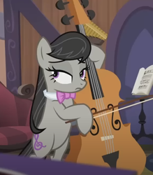 Size: 572x652 | Tagged: safe, imported from derpibooru, screencap, octavia melody, earth pony, pony, season 5, slice of life (episode), bipedal, cello, cropped, lidded eyes, musical instrument, solo