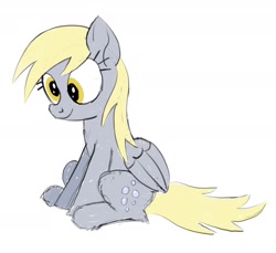 Size: 1794x1640 | Tagged: safe, artist:aprilfools, derpy hooves, pegasus, pony, colored sketch, female, mare, simple background, sitting, sketch, solo, white background