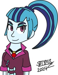 Size: 462x592 | Tagged: safe, artist:sdtwilan9x, imported from derpibooru, sonata dusk, human, equestria girls, bust, disguise, disguised siren, female, my little pony equestria girls: rainbow rocks, rainbow rocks 10th anniversary, signature, simple background, solo, transparent background