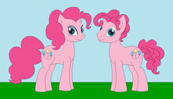 Size: 1246x713 | Tagged: safe, artist:marybethemberjoy49-1, imported from derpibooru, pinkie pie, earth pony, pony, bubble berry, duo, female, male, outdoors, r63 paradox, rule 63