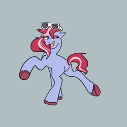 Size: 2000x2000 | Tagged: safe, artist:dandeesaturn, imported from derpibooru, sugar moonlight, earth pony, pony, female, g5, gray background, mare, simple background, solo, sunglasses, unitober 2024