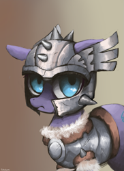 Size: 897x1233 | Tagged: safe, artist:colochenni, imported from derpibooru, sun cross, pony, armor, helmet, serious, solo