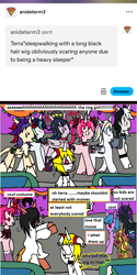 Size: 1179x2364 | Tagged: safe, artist:ask-luciavampire, imported from derpibooru, oc, pony, undead, vampire, vampony, ask, halloween, holiday, kids, tumblr