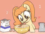 Size: 2500x1900 | Tagged: safe, artist:t72b, imported from derpibooru, oc, oc:hotcakes, earth pony, pony, batter, bowl, egg, female, filly, flour, foal, food, mixing bowl, mouth hold, solo, table