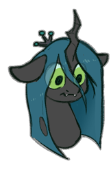 Size: 454x700 | Tagged: safe, artist:spoopygander, imported from derpibooru, queen chrysalis, changeling, pony, crown, cute, fangs, female, jewelry, mare, my little pony the movie: the death of twilight sparkle, regalia, solo