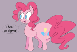 Size: 2044x1393 | Tagged: safe, artist:notsafeforsanity, imported from derpibooru, pinkie pie, earth pony, pony, balloonbutt, butt, female, gray background, large butt, mare, meme, plot, request, sigma, simple background, solo