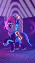 Size: 2160x3840 | Tagged: safe, artist:ytkitty, imported from derpibooru, oc, oc only, oc:sweetieck dreams, pony, unicorn, 3d, horn, party, source filmmaker