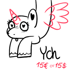 Size: 300x300 | Tagged: safe, artist:mashee, imported from derpibooru, alicorn, pegasus, unicorn, blush lines, blushing, commission, hanging, heart, heart eyes, hooves to the chest, horn, monochrome, original art, original style, solo, spread wings, tongue out, wingding eyes, wings