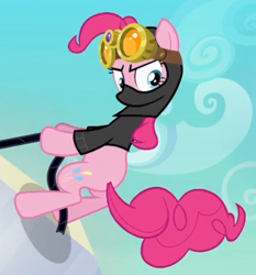 Size: 500x537 | Tagged: safe, imported from derpibooru, screencap, pinkie pie, season 3, the crystal empire, cropped, goggles, ninja, pinkie spy, ski mask