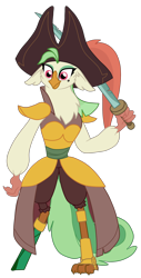 Size: 1422x2801 | Tagged: safe, artist:gmaplay, imported from derpibooru, captain celaeno, anthro, bird, digitigrade anthro, parrot pirates, my little pony: the movie, amputee, clothes, cropped, female, high res, ornithian, pirate, prosthetic limb, prosthetics, simple background, solo, speedpaint available, transparent background