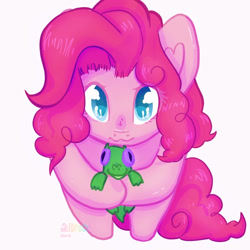 Size: 894x894 | Tagged: safe, artist:audreen, imported from derpibooru, pinkie pie, earth pony, pony, simple background, solo, white background