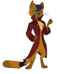 Size: 1900x2434 | Tagged: safe, artist:gmaplay, imported from derpibooru, capper dapperpaws, abyssinian, anthro, ballet slippers, chest fluff, clothes, coat, male, simple background, solo, white background