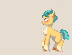 Size: 1943x1489 | Tagged: safe, artist:maxi_ponie, imported from derpibooru, hitch trailblazer, earth pony, pony, beige background, blushing, chest fluff, g5, male, simple background, solo, stallion