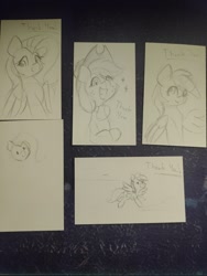 Size: 1538x2048 | Tagged: safe, artist:taurson, imported from derpibooru, applejack, derpy hooves, fluttershy, earth pony, pegasus, pony, female, grin, mare, pencil drawing, photo, smiling, traditional art, trio