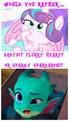 Size: 724x1256 | Tagged: safe, imported from derpibooru, screencap, princess flurry heart, alicorn, dragon, pony, season 6, the crystalling, spoiler:g5, baby, baby dragon, baby pony, box, cardboard box, cute, derp, dumbbell (object), faic, father of the bridlewood, female, filly, foal, g5, hoof over mouth, looking up, lying down, male, my little pony: make your mark, my little pony: make your mark chapter 5, solo, sparky sparkeroni, weights, would you rather