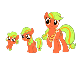 Size: 2732x2048 | Tagged: safe, artist:lunamidnight1998, imported from derpibooru, oc, oc only, oc:applejuice, earth pony, pony, apple, baby, bandana, base used, basket, cute, cutie mark, diaper, digital art, evolution, female, filly, foal, food, mare, ocbetes, simple background, smiling, solo, transparent background