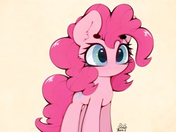 Size: 4000x3000 | Tagged: safe, artist:zokkili, imported from derpibooru, pinkie pie, earth pony, pony, eye clipping through hair, female, simple background, solo, solo female