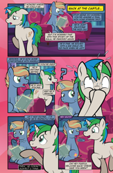 Size: 1920x2948 | Tagged: safe, artist:alexdti, imported from derpibooru, oc, oc:brainstorm (alexdti), oc:star logic, pony, unicorn, comic:quest for friendship retold, book, horn, magic, male, stallion