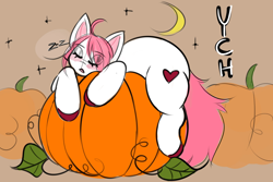 Size: 2560x1707 | Tagged: safe, artist:namelessplaza, imported from derpibooru, pony, blushing, commission, night, pumpkin, sleeping, solo, ych sketch, your character here