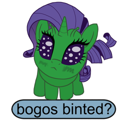 Size: 2048x2048 | Tagged: safe, artist:sewaddle36, derpibooru exclusive, imported from derpibooru, rarity, alien, antennae, female, horn, meme, simple background, text, transparent background