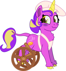 Size: 1001x1076 | Tagged: safe, artist:prixy05, imported from derpibooru, oc, oc only, oc:sweet flour, pony, unicorn, series:magic forest, hat, horn, simple background, solo, transparent background, vector, wheelchair